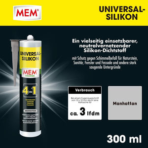 MEM Universal-Silikon 4in1 Manhattan – Dichtstoff für Bad Fenster außen Silikon