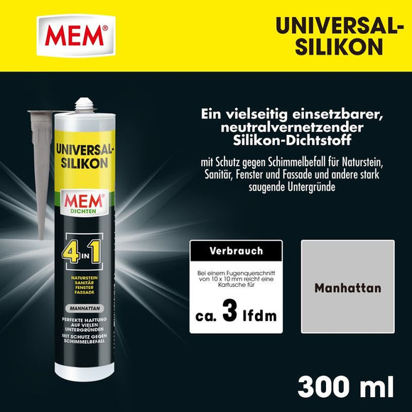 MEM Universal-Silikon 4in1 Manhattan – Dichtstoff für Bad Fenster außen Silikon