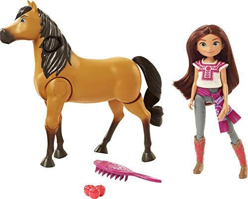 Mattel GXF95: DreamWorks Spirit - Puppe + Pferd, Lucky und Spirit, Reitabenteuer