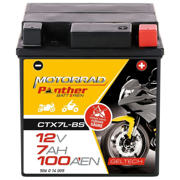 Panther GEL Motorrad-Batterie 12V 7Ah  50614 CTX7L-BS 50A/EN Rollerbatterie Mofa