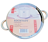 TIM HOME Kochtopf Edelstahl mit Glasdeckel 10 Liter Elektro Gas Induktion