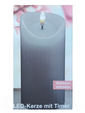 LED Kerze mit Timer Indoor Echtwachs und realistische Flamme 7 x 10 m Grau