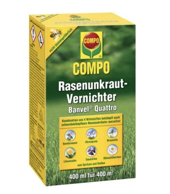 COMPO Rasenunkraut-Vernichter 400ml Banvel Quattro Unkraut Garten Rasen Herbizid