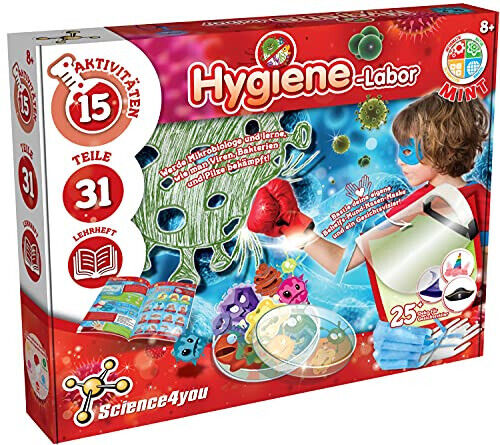 Hygiene Labor Chemie Kasten Experimente Kinder Experimentierkasten Spielzeug NEU