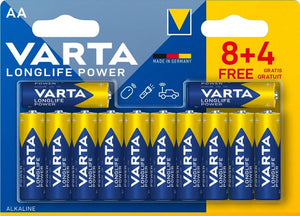 VARTA Alkaline Batterie Longlife Power Mignon AA 8+4 GRATIS (12 Batterien) NEU