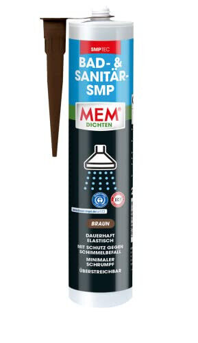 MEM Sanitär-Fuge Plus braun 290 ml (Power Fuge) SMP Silikon Dichtmasse Bad Dicht