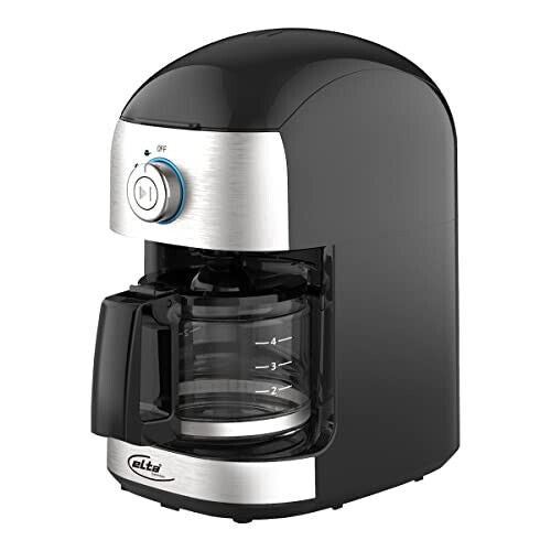 Elta Kaffeemaschine mit Mahlwerk, edelstahl schwarz, KM-500G Filterkaffee