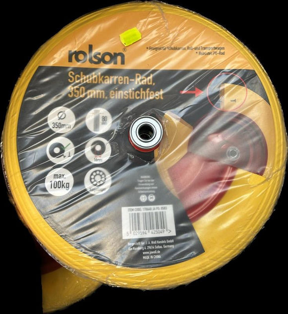 Rolson Schubkarren-Rad 350mm einstichfest Massives PU Schubkarrenrad Schubkarre
