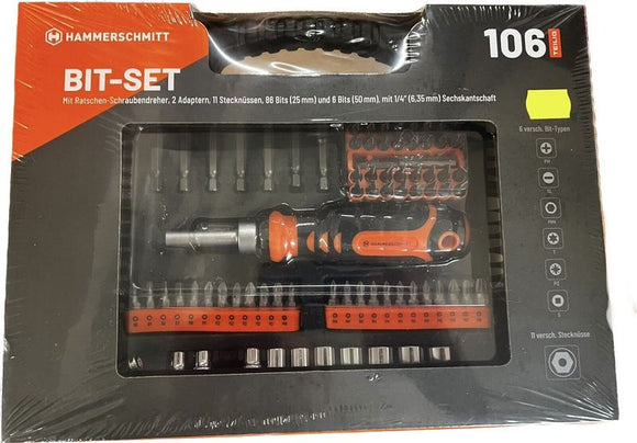 Hammerschmitt Bit-Set 106-teilig / F3 Werkzeug Bit Set Akkuschrauber Bits Box