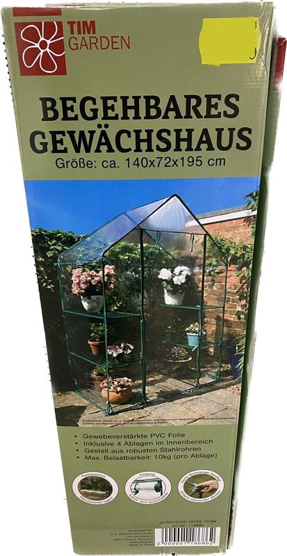 Tim Garden Gewächshaus begehbar 140x72x195cm Pflanzenhaus Stahlrohre Pflanzen
