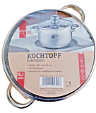 TIM HOME Kochtopf Edelstahl mit Glasdeckel 6,1 Liter Elektro Gas Induktion