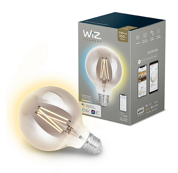 WIZ Filament G95 LED 350lm Smoky 7W E27 WIFI Google Assistant Alexa Siri