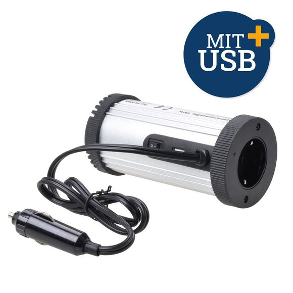 Filmer 36209 Spannungswandler 150 W 12V auf 230V für Dosenhalter mit USB 500mA