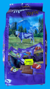 Milka Mix Mini Haselnuss / Alpenmilch / Erdbeere Schokolade Snack 340 Gramm