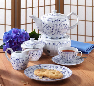 NEU! Heiko Blume Porzellan Teeservice indisch blau-22 tlg. für 6 Personen Teeset